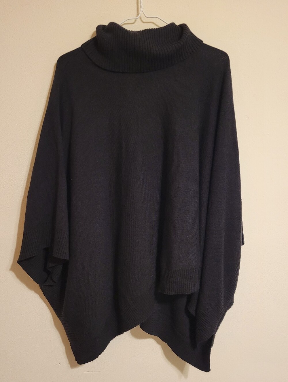 A New Day Black Turtleneck Poncho Sweater - One Size Fits Most